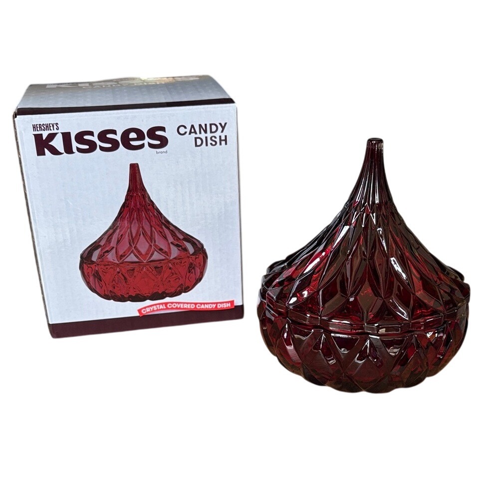 Hershey's Kiss Red Ruby Crystal Candy Dish by Godinger Valentines GIFT NEW